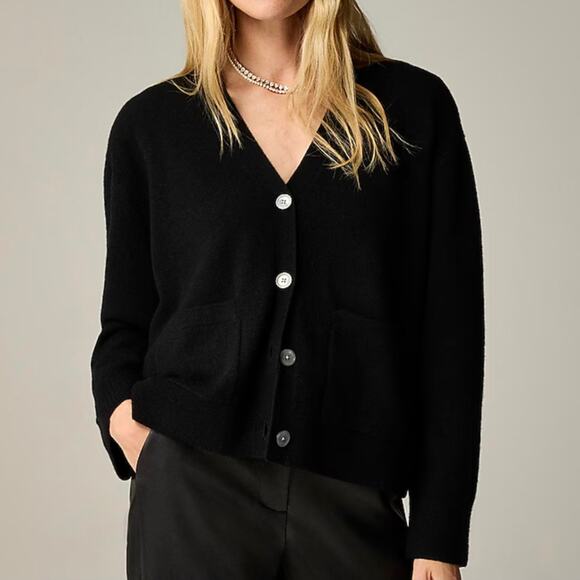 J. Crew Sweaters - J.Crew Cashmere Patch Pocket Cardigan Sweater Long Sleeves Luxury CB881 Black M